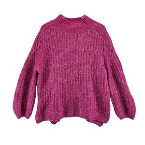 Anthropologie Pilcro Textured Tunic Sweater Size Small Oversized Pink White